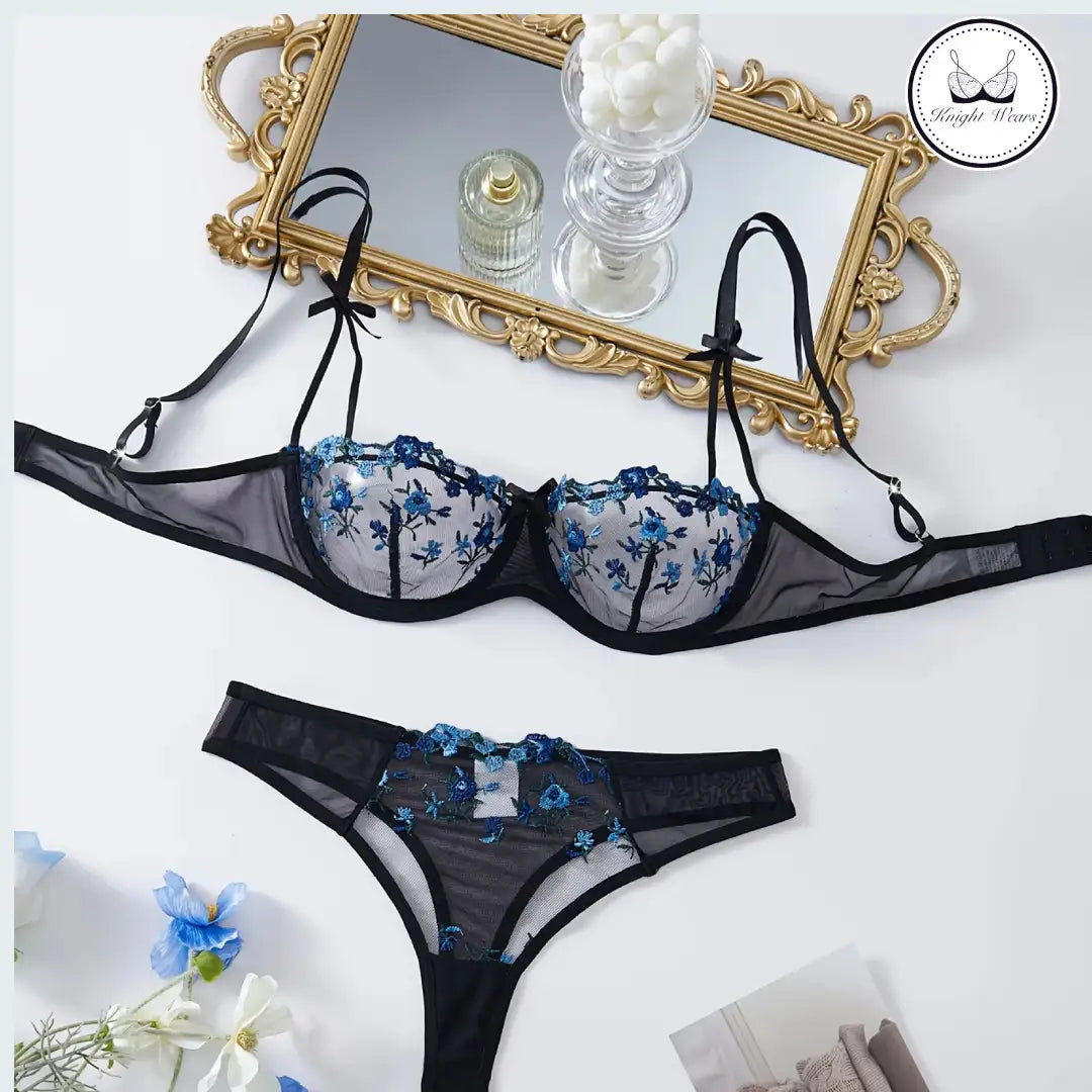 Floral Mesh Lingerie Set