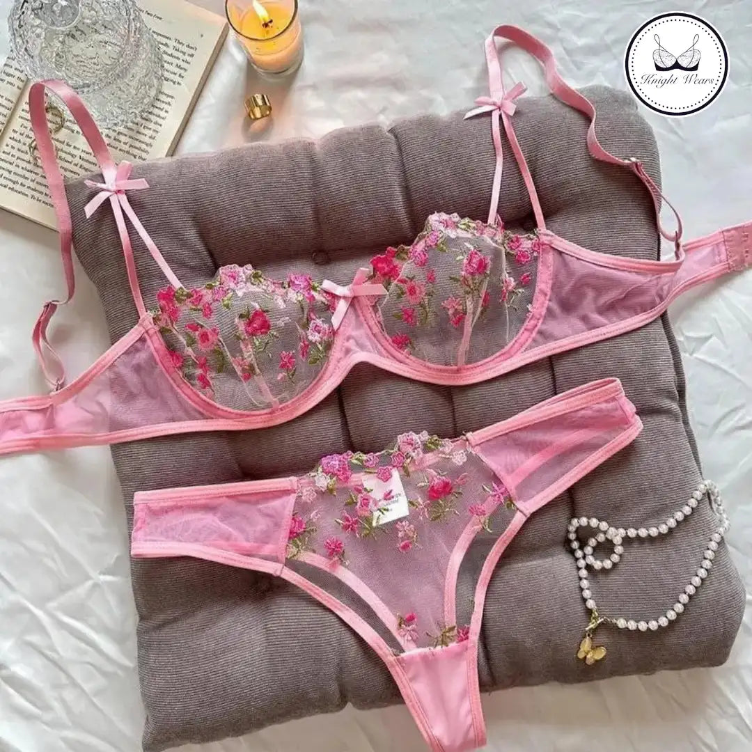 Floral Mesh Lingerie Set