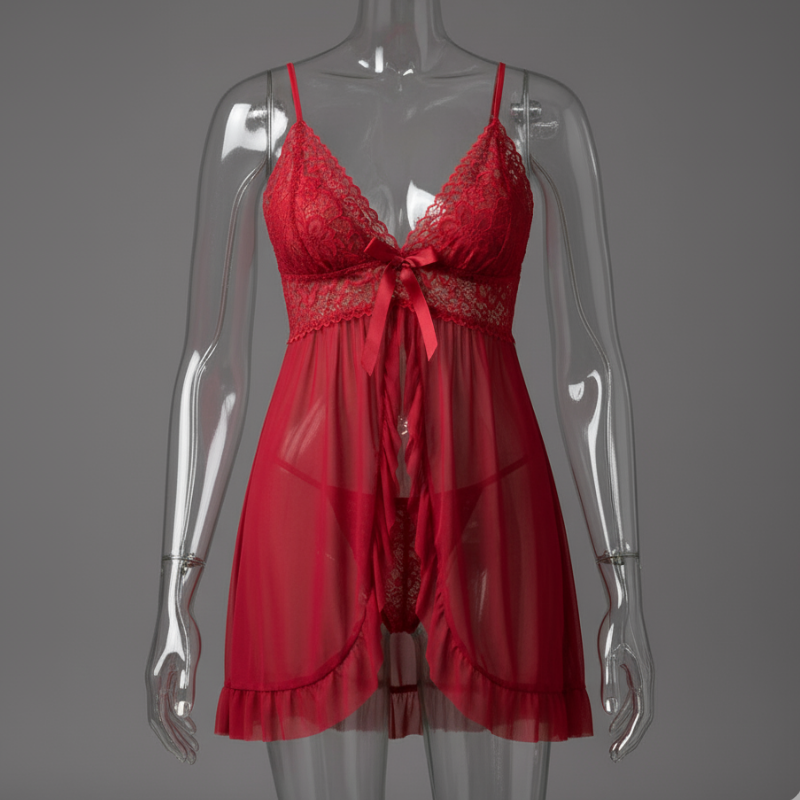 Romantic Deep V-Neck Lace Nightie