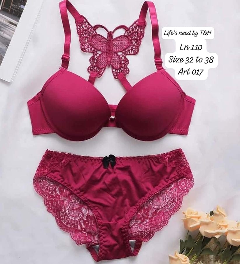 Front Opening with steel clip Butterfly Bra Set for Girls & Women, Push up and Padded Bra